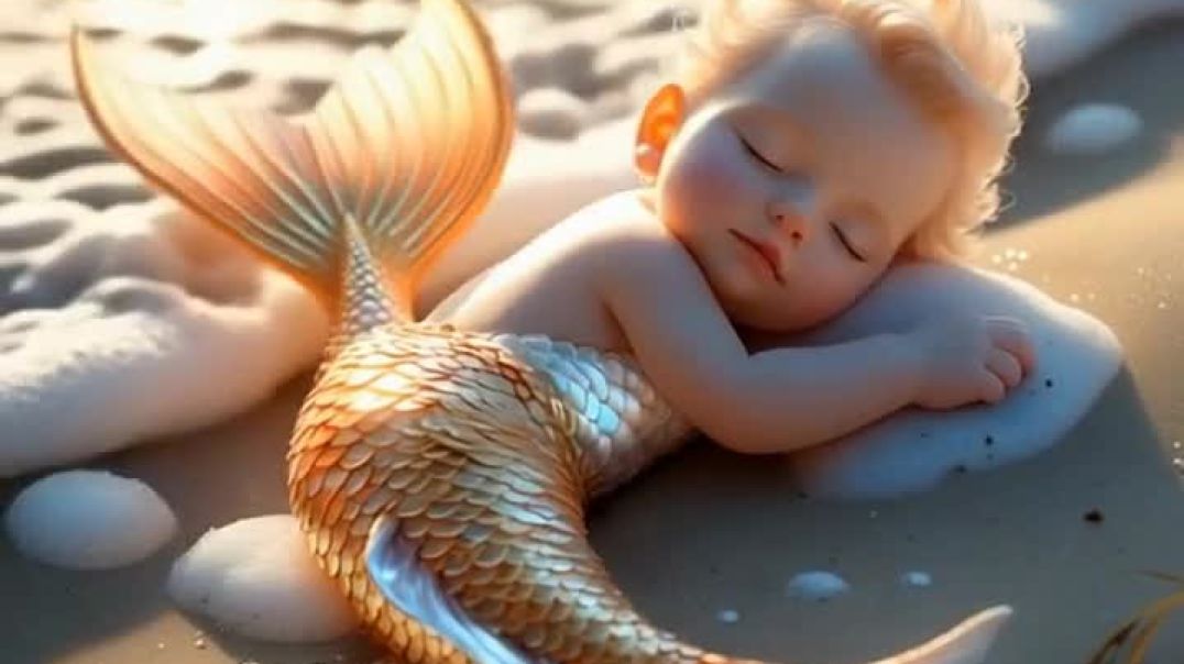 ⁣A tiny Baby Mermaid sleeping peacefully on a sandy beach #ai #mermaid #shorts  shorts,ai,mermaid,f