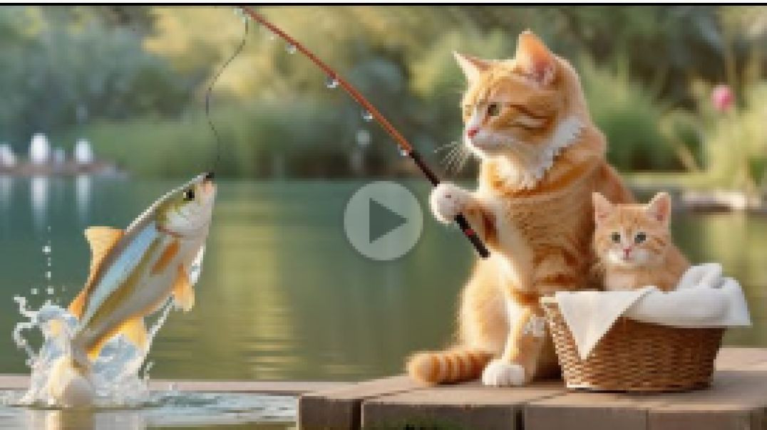 ⁣Kitten and Mama Catch Fish and Make a Delicious, Tangy Vietnamese Sour Fish Stew